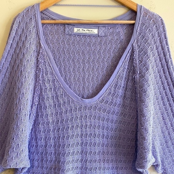 FREE PEOPLE WE THE FREE Lightweight Oversized Open knit V-neck Sweater Size XS - Picture 9 of 12